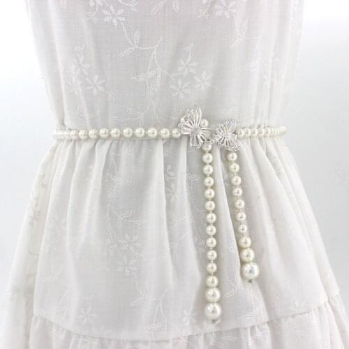 Elegant Women Pearls Elastic Wedding Belts Handmade Bridal Belts Pearl Beaded Bridal Wedding Accessories