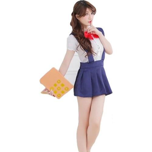 School Girl Cosplay Costume Sexy Sundress Cute Garment Dress White Shirt Female Role-Playing Trajes Seductive Clothing Set CA82