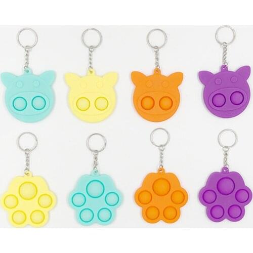 Silicone Four Leaves Push Bubble Pendant Keychain Sensory Squeezing Toy Anti-stress Relaxing Fidget Toys Stress Relieve