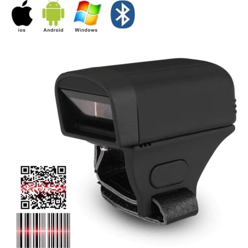 Small Portable Design Finger Ring Scanner Android Windows IOS Connecting 1D 2D Barcode Scanner Tickets Parking Warehouse Scanner