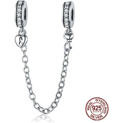 Fit Pandora bracelet charm only love safety chain charms for women fashion jewelry 925 sterling silver genuine