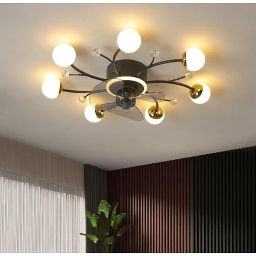 Modern Ceiling Fan Without Blades Bedroom Dinning Room Chandelier with Invisible Fan Remote Control Decorative Led Lamps 220V