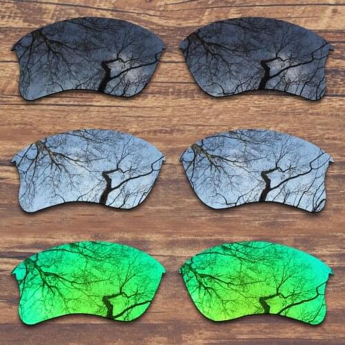 ToughAsNails 3 Pairs Black.Silver.Green Polarized Replacement Lenses for Oakley Flak Jacket XLJ Sunglasses