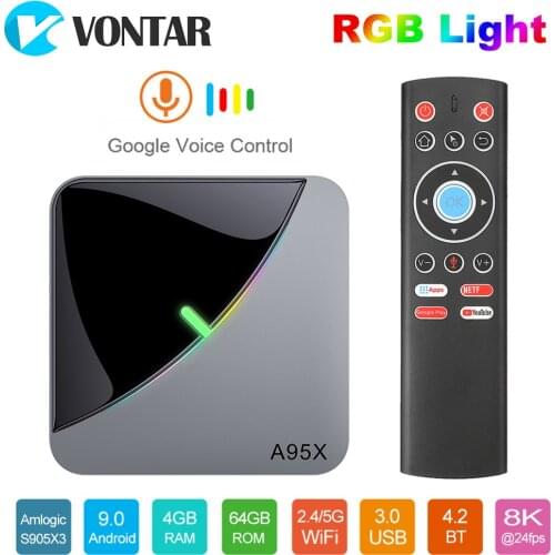 A95X F3 Air RGB Light TV Box Android 9.0 Amlogic S905X3 8K 4GB 64GB Wifi H.265 4K 60fps YoutubeTVBOX Android 9 A95XF3
