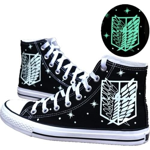 Unisex Anime Cos Attack on Titan Jiyuu no Tsubasa noctilucent Casual Canvas Shoes Preppy Student plimsolls duck shoes Sneakers