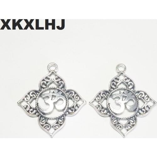 XKXLHJ 10 Pieces New Buddhism, Yoga Charm Pendant, Silk OHM OM AUM Buddha Lotus Pendant Glamour Jewelry