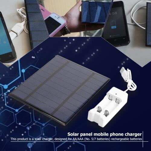 Smart Phone Portable Flexible Power 2.5W 5V USB Solar Battery Charger 2-Slot AA AAA Rechargeable Battery Charger