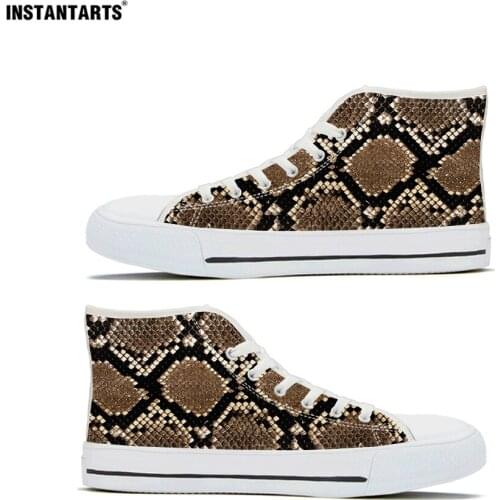 INSTANTARTS Fashion Python Skin Pattern Woman High Style Canvas Shoes Breathe Lacing Sneakers Girl Lady Casual Vulcanized Shoes
