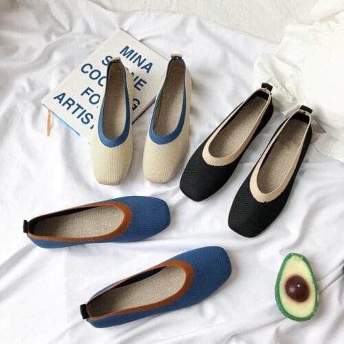 Single-shoe womens spring 2020 new Korean version of flying woven square head shallow color matching one pedal lazy shoes