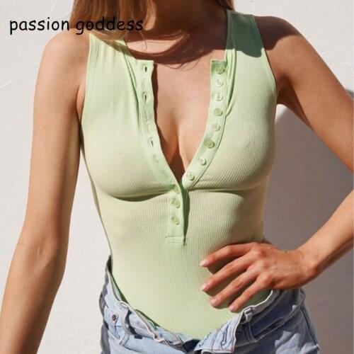 2021 Summer Women Fashion Sexy Bodycon One Piece Jumpsuit Black White Sleeveless Button Cotton Skinny Bodysuits Casual Clothes