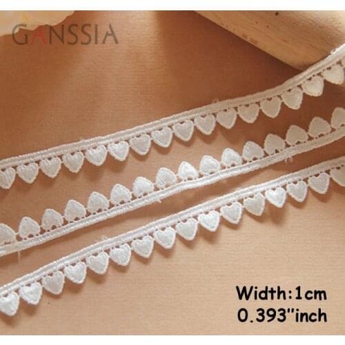 1yard Width:1cm Elegant Small Heart Shape Lace Ivory White Garment embellishment Lace for Clothing Curtain (ss-488)
