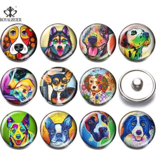 12pcs Mixed Glass Snap Button 18mm Cabochon Cartoon snaps Button Fit DIY snap Bracelet Jewelry For Women