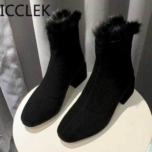 2020 Women Ankle Boot Warm Plush Winter Shoes For Woman snow Boots High Heels Ladies Boot Women Boots Winter Shoes A145