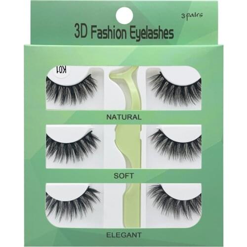 3 pairs of 3D false eyelashes false eyelashes natural thick mink eyelashes female makeup eyelash extension professional tool