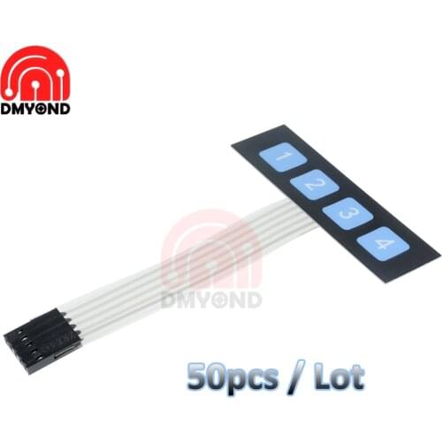 50pcs/lot 4 Key 1*4 Membrane Switch Keypad with FPC Circuit 1x4 Matrix Array Matrix Keyboard for Arduino Smart Car Total 107mm