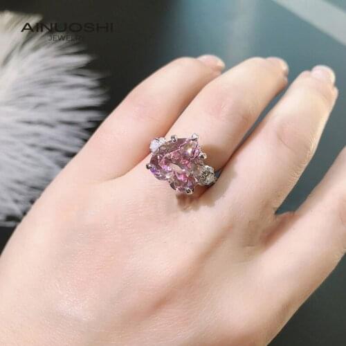 AINUOSHI Heart-shaped 12x12mm Lad Created Pink Sapphire Engagement Rings Gift For The Most Cherished Woman