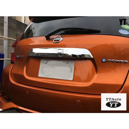 Auto rear trunk trim, tail door sticker for nissan note 2016,ABS chrome ,1pc