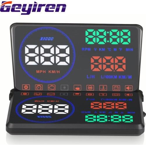 OBDII OBD Interface Plug & Play Car HUD Head Up Display 5.5INCH Over Speed Alarm Average Fuel Consumption Projector Windshield