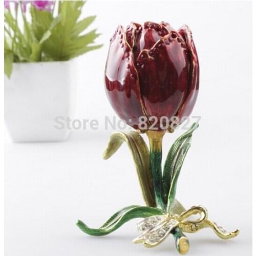 Free Shipping Red Rose Engagement Wedding Ring Earrings Keepsake Pendants Jewelry Gift Box