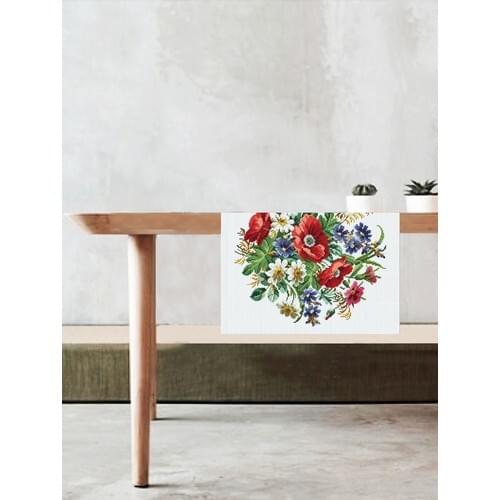 Beard Home Canvas Flower Pattern 3D Digital Printed Runner