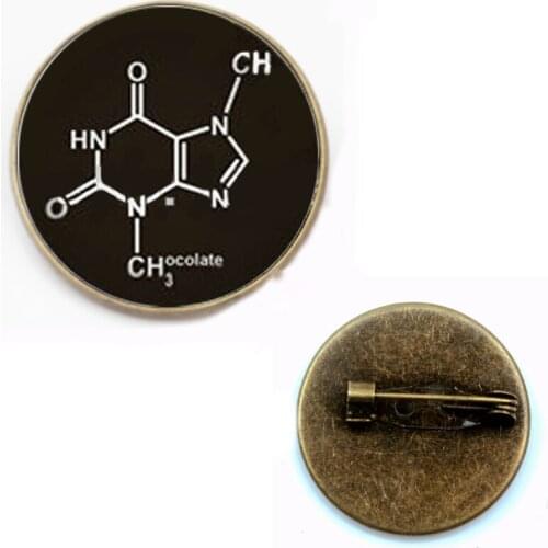 Broche Pin Chemical Formula Biology Chemistry Brooches Chocolate Molecule Theobromine Badges Leisure Series Essential