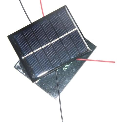 BUHESHUI Whole Sale 500PCS/Lot 0.6W 3V Mini Solar Cell Epoxy Solar Panel With Cable DIY Solar Charger Education Kits 60*75MM