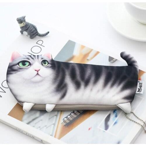 Cartoon Cat Pencil Case Soft cloth School Stationery Pen Bag Gifts For Student