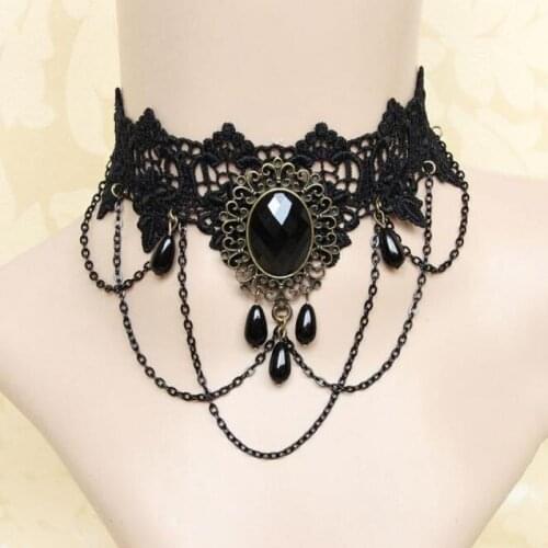 Black Large Zircon Lace Necklace Sexy Noble Fashion Goddess Necklace For Women Necklaces & Pendants Jewelry Charms Jewellery