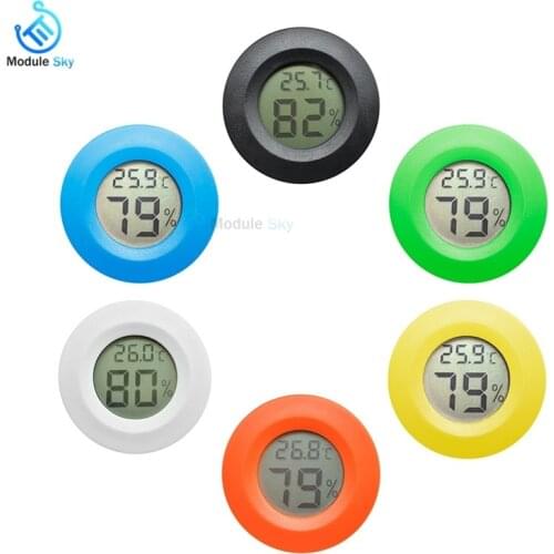 Digital Cigar Humidor Hygrometer Thermometer Round Black Face