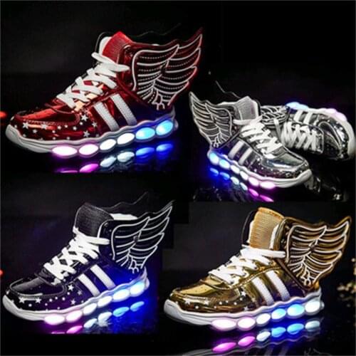 2019 new childrens high-wing wings light shoes USB charging LED light shoes childrens light shoes