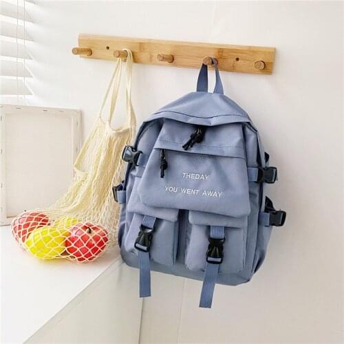 Ladies Cool Fashion Solid Color Leisure Travel Shopping School Bag Backpack Large Capacity Multi-pocket Nylon Computer Handbag