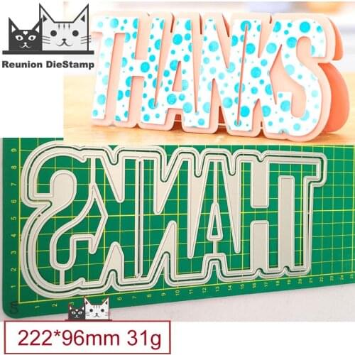 Metal Cutting Dies Letter THANKS Word Cut Die Mold Card Scrapbook Paper Craft Knife Mould Blade Punch Stencils