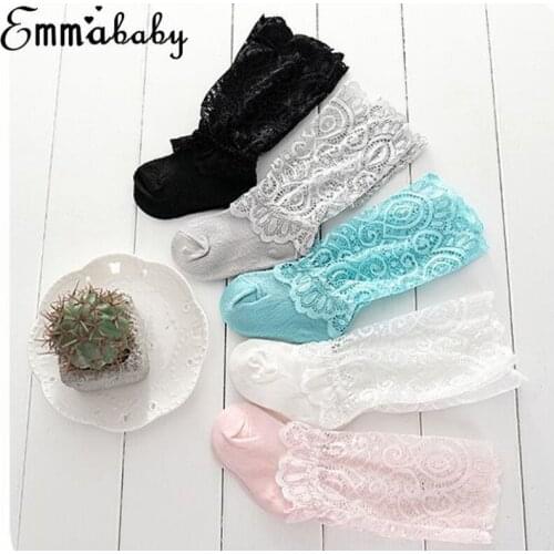 Cute Baby Girl Children Lace Socks Toddler Kids Knee High Frill Lace 0-3Y