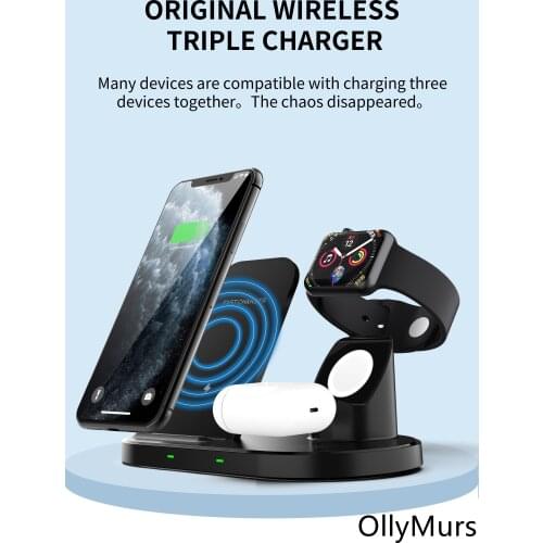 3-in-1 Multifunction Wireless Charger Fast Charging Dock Station Anti-skid For iPhone Apple Watch Airpods / Airpods Pro