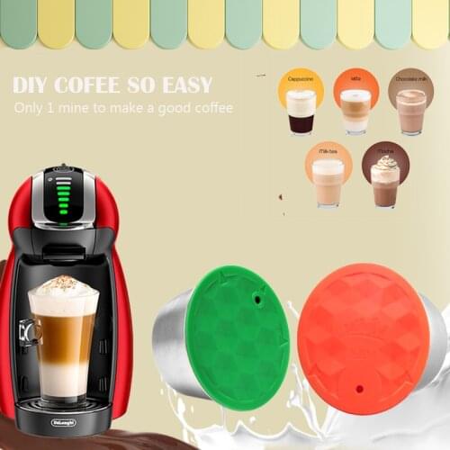 ICafilas Reusable Silicone Green Cover Refillable For Dolce Gusto Coffee Filters Pods and Milk Capsule DIY EASY Coffee