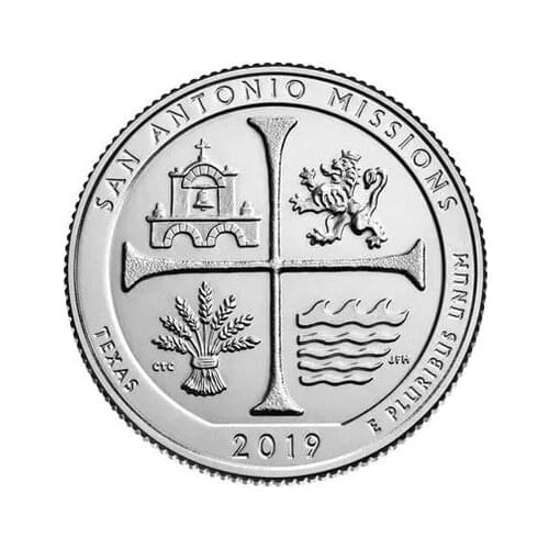 United States 25 Cent National Park Coin No. 49 San Antonio Park 2019 100% Real Original Collection Coins Unc Genuine Coin