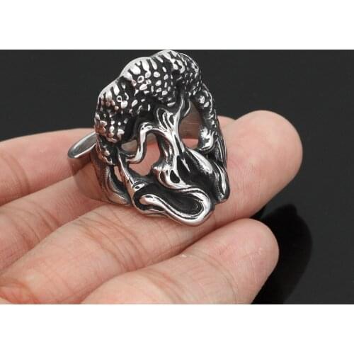 Men stainless steel norse viking Yggdrasil Tree of Life amulet ring viking jewelry