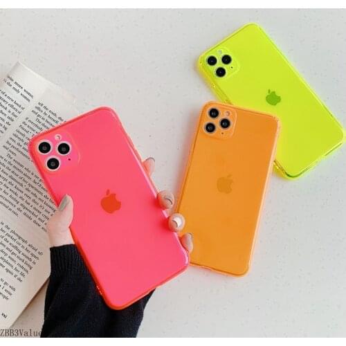 Neon Fluorescent Color Phone Cases For iphone 12 11 Pro Max 12 Mini X XR XS Max 6 6S 7 8 Plus SE 2020 Fully protected soft cover
