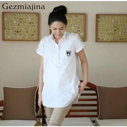Summer new maternity dress Short-sleeved maternity shirt Pregnant wear Breathable tops Pure color pregnant women clothing