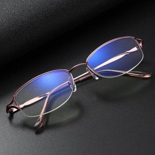 Elbru Anti-blue Light Half Frame Reading Glasses Ultra Light Simple Frame Portable Woman Presbyopic Glasses +1.0 +1.5 to +4.0