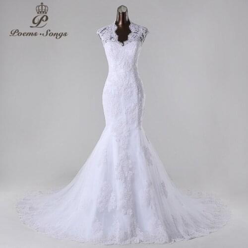 PoemsSongs New style high quality custom made mermaid wedding dress 2020 white ivory vestido de noiva brides dress ball gown