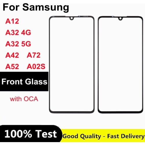 For Samsung Galaxy A12 A32 A42 A52 A72 A02S Touch Panel Front Glass Screen Outer Glass With OCA Not LCD Display Sensor