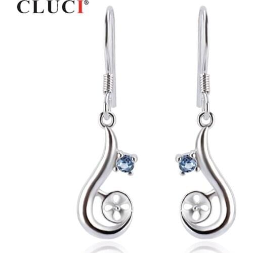 CLUCI Authentic 925 Silver Zircon Symmetrc Drop Earring Sterling Silver Jewelry for Women Wedding Engagement SE130SB