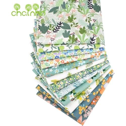 Chainho,Green Floral Series,Printed Twill Cotton Fabric,Patchwork Cloth For DIY Quilting Sewing Baby&Childs Bedclothes Materia