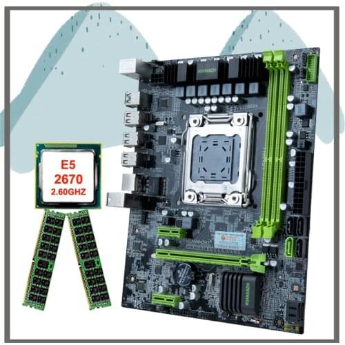 Discount motherboard bundle HUANANZHI X79 6M LGA2011 motherboard with CPU Intel Xeon E5 2670 2.6GHz RAM 32G(2*16G) DDR3 REG ECC