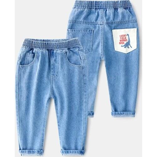 Spring Baby Boy Girls Jeans Kids Clothes Cotton Loose Comfortable Long Denim Pants Elasticated Waist Casual Jeans For Girls 2-7Y