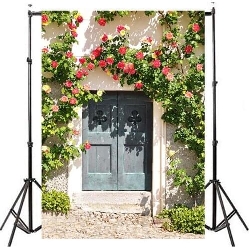 Vintage White Brick Rose Flower Wall Photography Backdrops for Wedding Bridal Shower Photo Background Child Birthday Backdrops