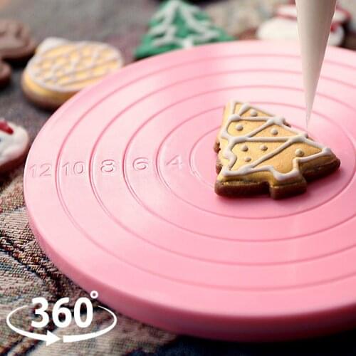 360° Cake Plate Turntable Rotating Anti-skid Round Cake Stand Kitchen DIY Revolving Cake Decorating Rotary Table Baking Tool
