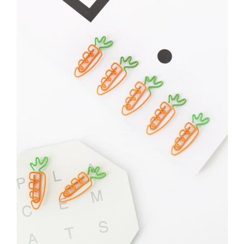 Kawaii Carrot Shape Paper Clip Color Bookmark Pin Special-shaped Metal Paper Clip Cute Carrot Paper Clips Metal Clip Metal
