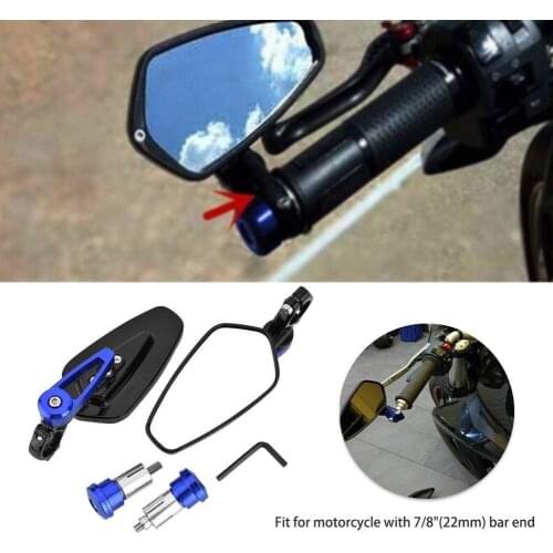 Motorcycle rearview mirror 22mm CNC handlebar rearview mirror refitting reversing mirror mirror with blue glass